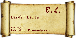 Biró Lilla névjegykártya